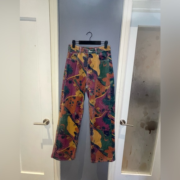 High Waist Floral Wide Leg Jeans - Picture 2 of 7